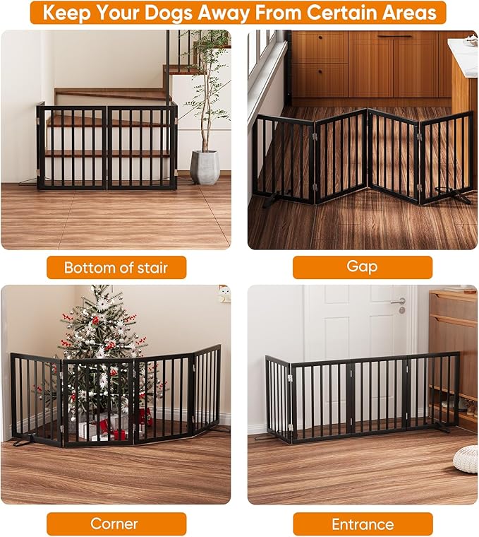 Black 37-74" Dog Gate Foldable Dog Gates - Image 3