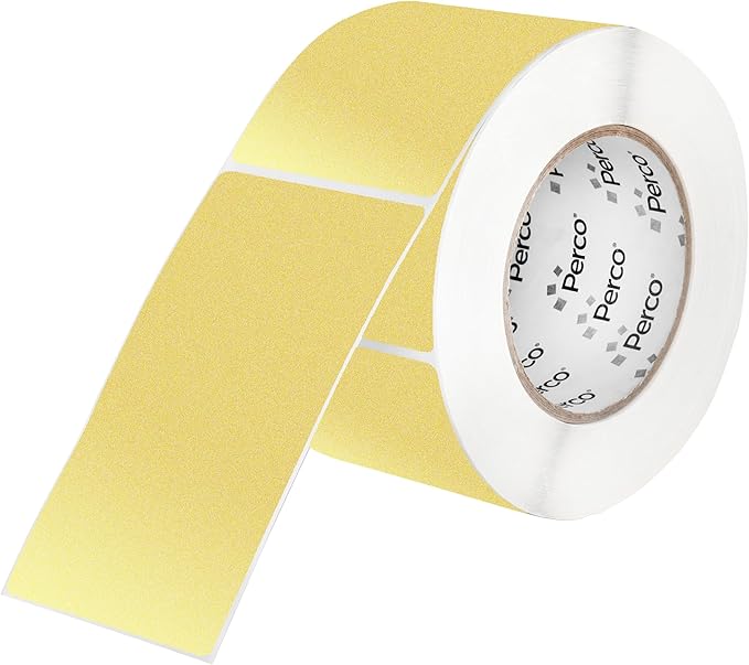 Perco Metallic Gold 3x5 Inch Perforated Sticker Labels — 500 Stickers Per Roll — by Perco