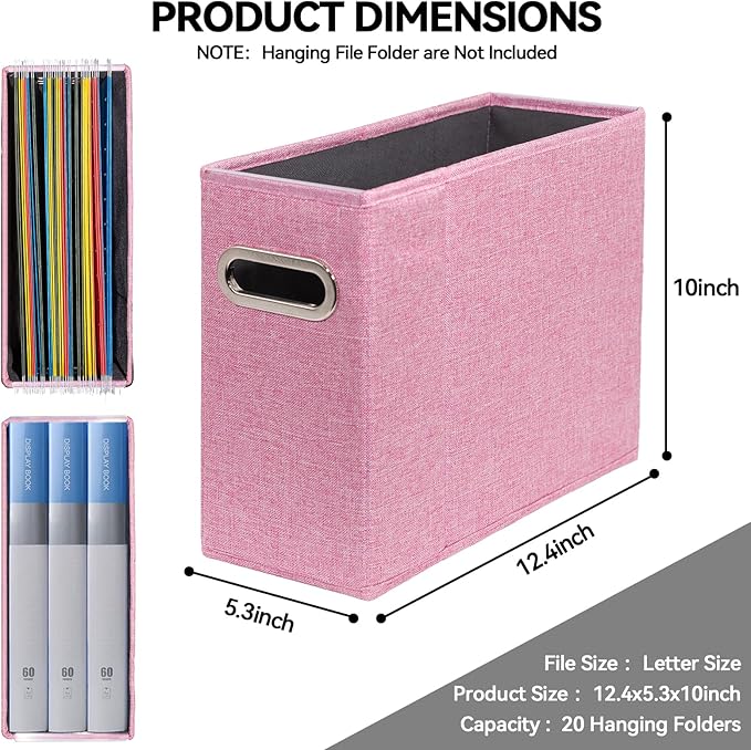 4 Packs Letter Size File Organizer, File Folders Organizer, Fabric Storage Box - Image 2