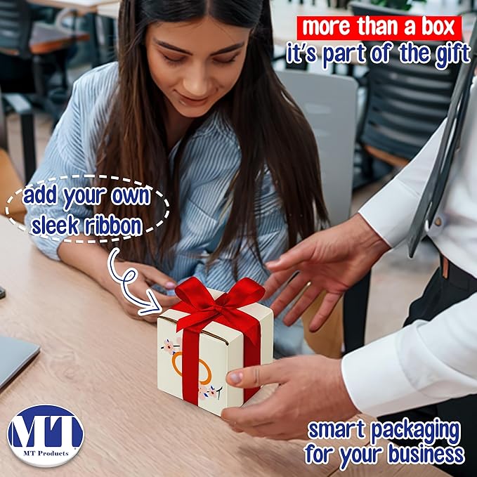 MT Products Custom Printed White Cardboard Shipping Boxes 5" x 5" x 5" - Image 3