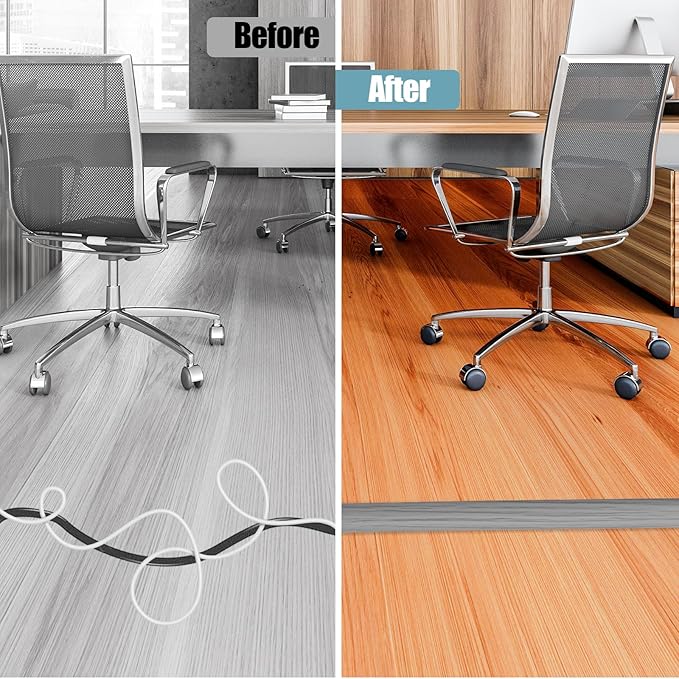 Floor Cord Cover Self Adhesive Cord Hider, 20FT Cable Management, Extension - Image 5