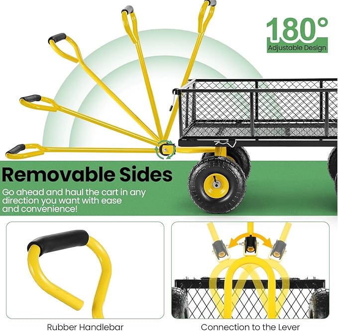 Homdox MAX 880 Lbs Garden Cart, Heavy Duty Foldable Mesh Steel Garden Wagon - Image 8