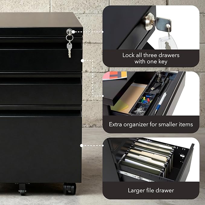 Mount-It! 3 Drawer File Cabinet - Image 9