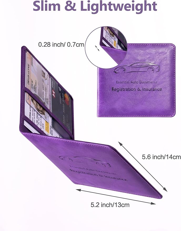 Mymazn Car Registration and Insurance Card Holder, PU Leather Insurance and - Image 3