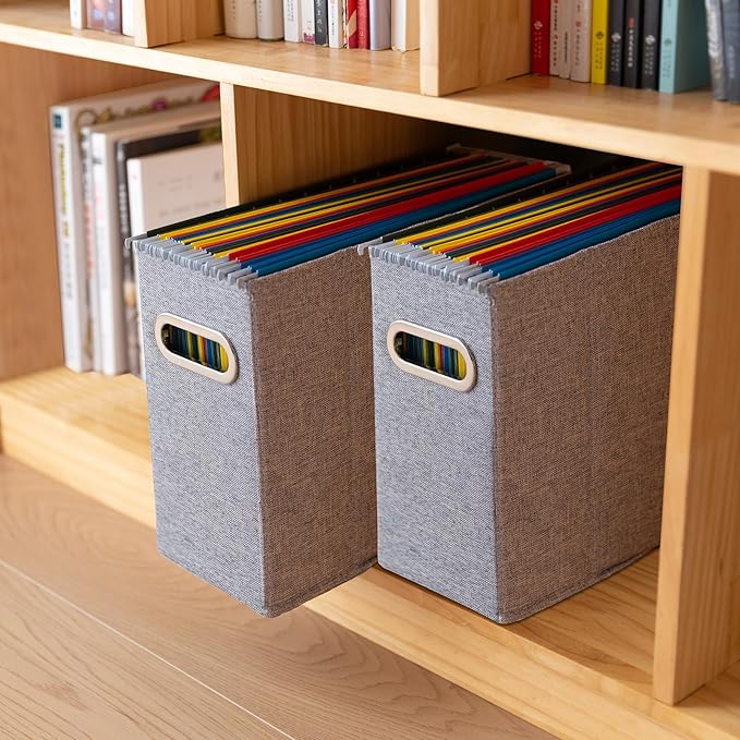 2 Packs Letter Size File Organizer, File Folders Organizer, Fabric Storage Box - Image 7