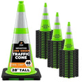 Xpose Safety 28” Lime Green Traffic Cone Dual 6" & 4" Reflective Collar – 48 by XposeSafety