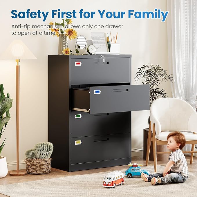 4 Drawer File Cabinet, Lateral Filing Cabinets - Image 5
