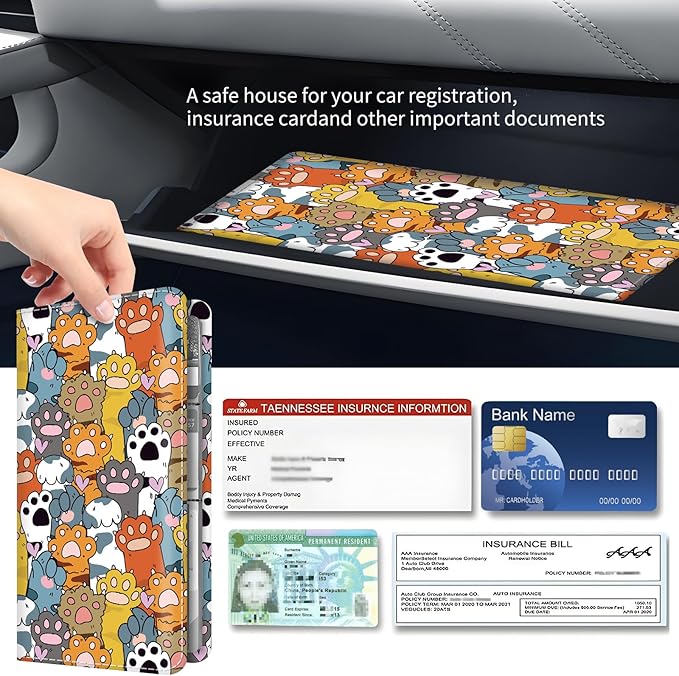 Premium Car Registration and Insurance Card Holder, Cute PU Leather Car - Image 3