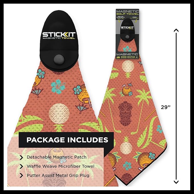 STICKIT Magnetic Salmon Pink Tiki Golf Towel | Top-Tier Microfiber Golf Towel - Image 9