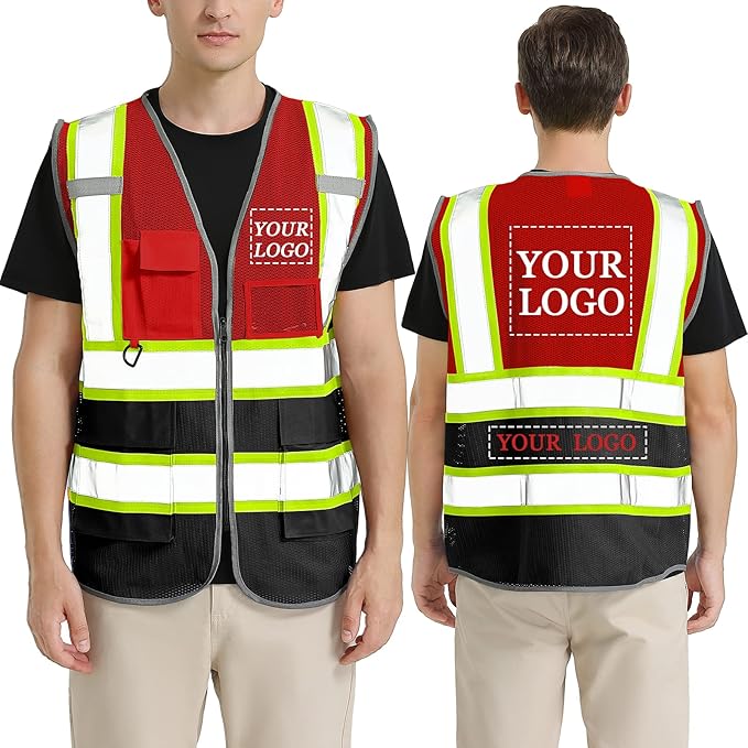 BeautyWill Custom Logo Safety Vest Class 2 High Visibility Reflective Vest by BeautyWill