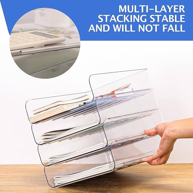 Set of 4 Office Organization and Storage, Stackable Paper Tray Organizer - Image 3
