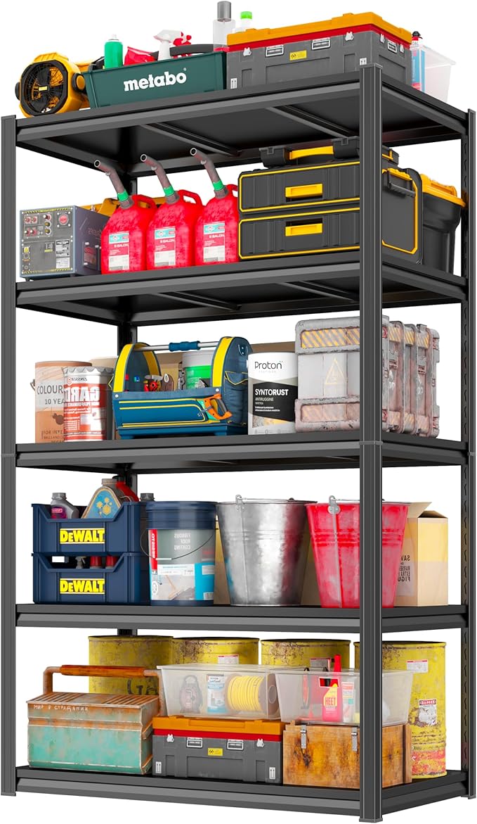 78" H Storage Shelves 5 Tier Metal Shelving Unit 3000LBS Garage Shelving Heavy by PRESTELION