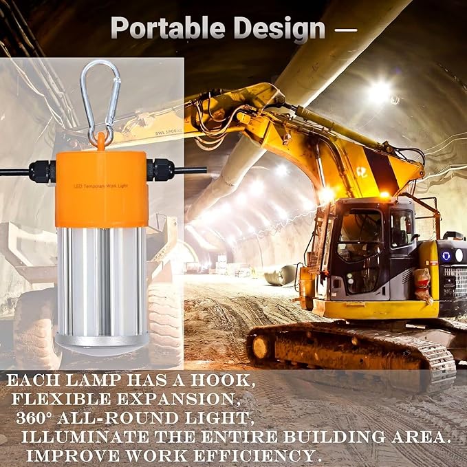 100W LED Temporary Construction String Light, 50FT LED Suspended Jobsite Light - Image 5