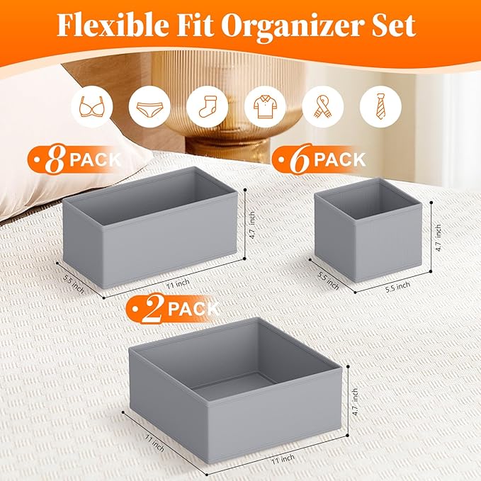 Drawer Organizer Clothes, 16 Pack Drawer Organizers and Underwear Organizer - Image 3