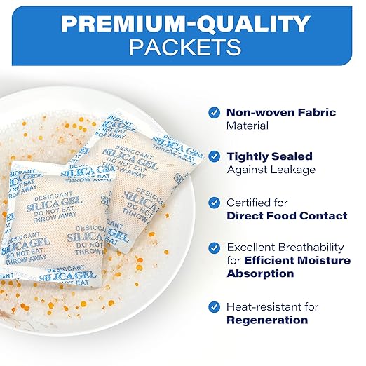 LotFancy Silica Gel Desiccant Packets, 20 Gram 50 Packs, Rechargeable Desiccant - Image 7