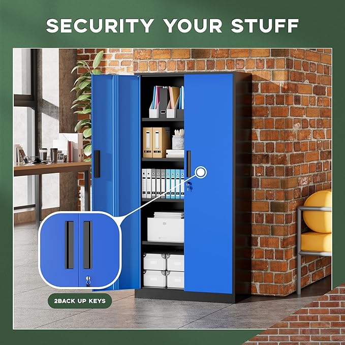 Greenvelly Metal Storage Cabinet, Lockable Steel Cabinet - Image 6