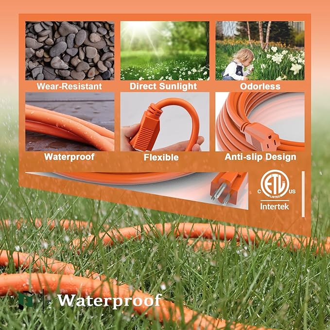 PLUGTUL 12/3 Outdoor Extension Cord 15 FT Waterproof, Heavy Duty 12 Gauge SJTW - Image 5