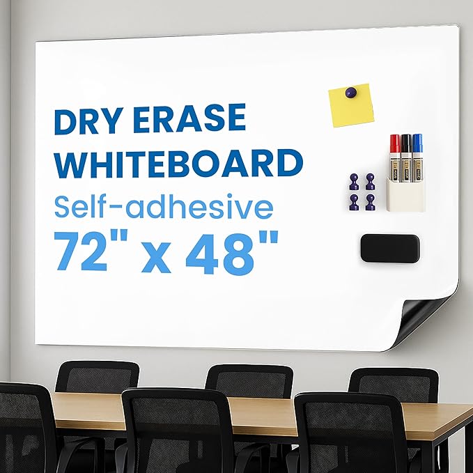 YOUNGJQ Magnetic Whiteboard Contact Paper 72" x 48", Self-Adhesive Magnetic Dry by YOUNGJQ