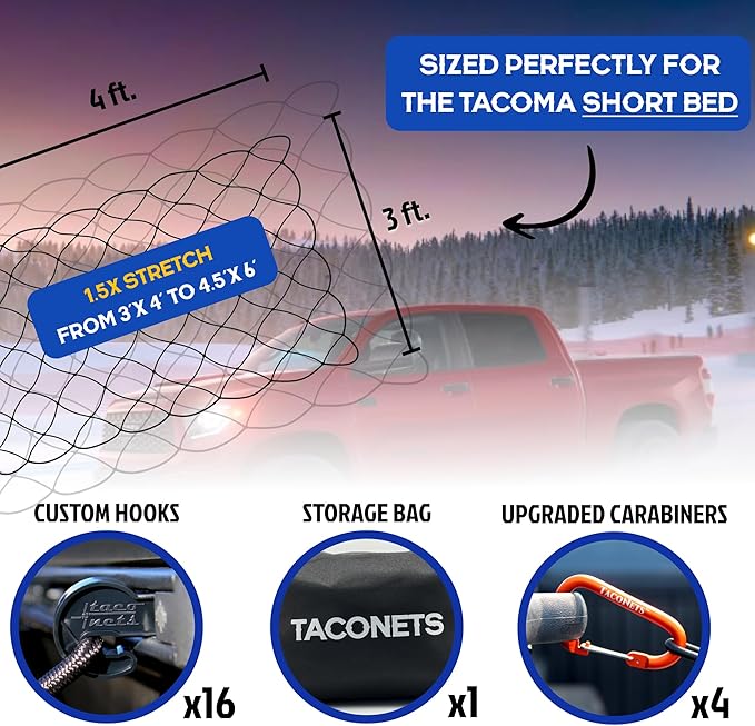 Cargo Net for Toyota Tacoma Short Bed - Image 3