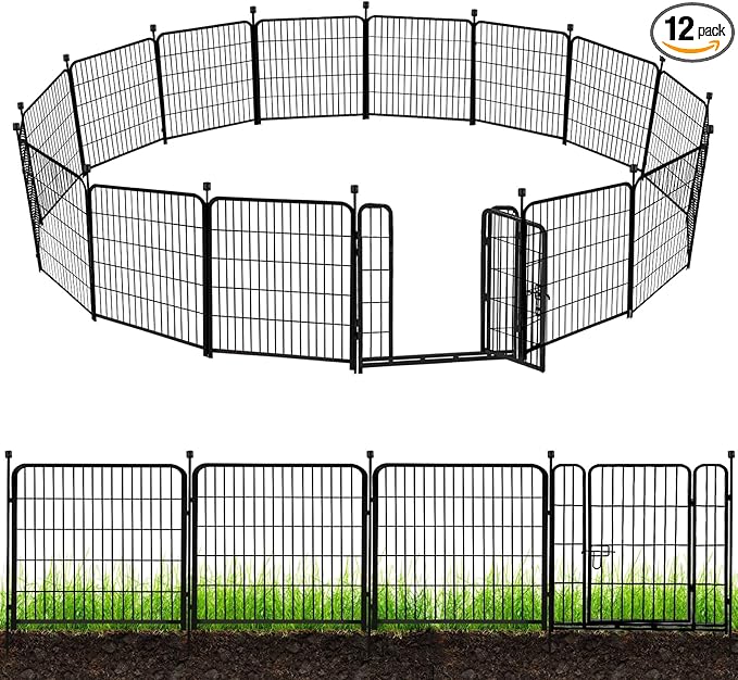 ADAVIN 32 in Garden Fences and Borders, 1 Gate+11 Panels Dog Fence Outdoor by ADAVIN