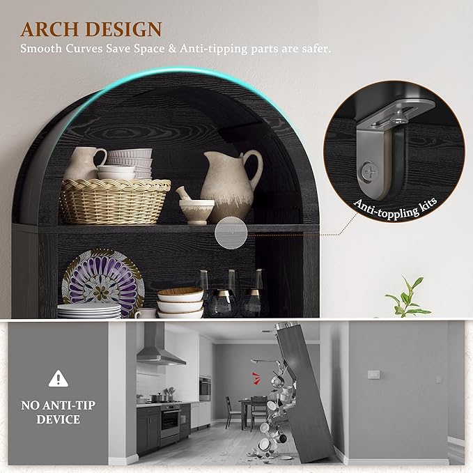 Arched Kitchen Pantry, 5-Tier Arched Cabinet - Image 4