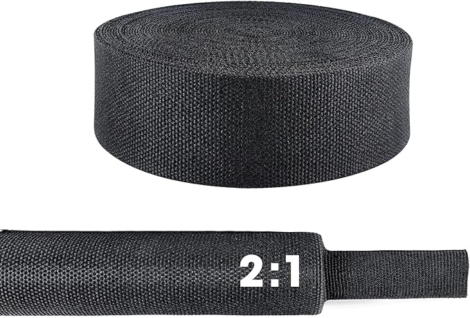 1" - 18 feet Braided Cable Management Sleeve 2 in 1 Heat Shrink Fabric Tube by Sunnarepoon