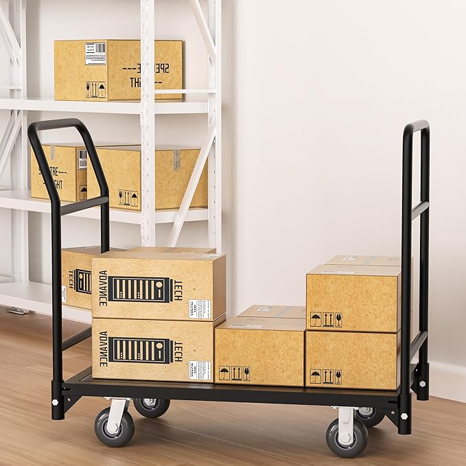 Platform Truck Cart, 37.2"x31"x45.6" Heavy Duty Push Cart Dolly, 2100lbs - Image 5