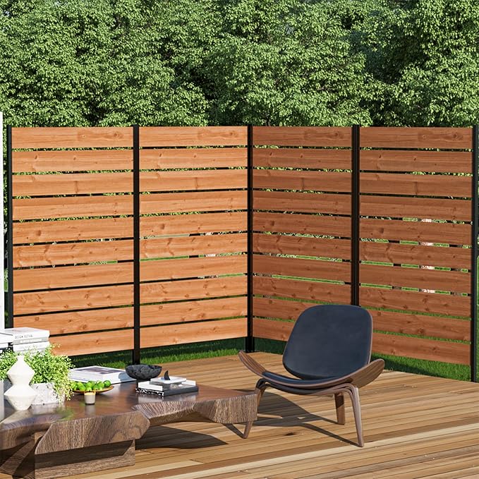 Modern Shade 5' x 3' Wood Privacy Fence Screen Natural Cedar Wood, Outdoor by MODERNSHADE