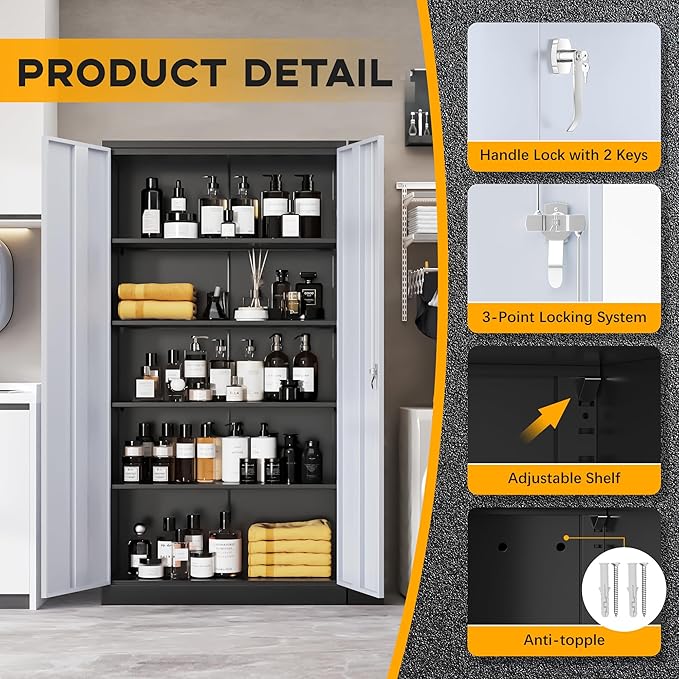 Greenvelly Metal Garage Storage Cabinet - Image 6