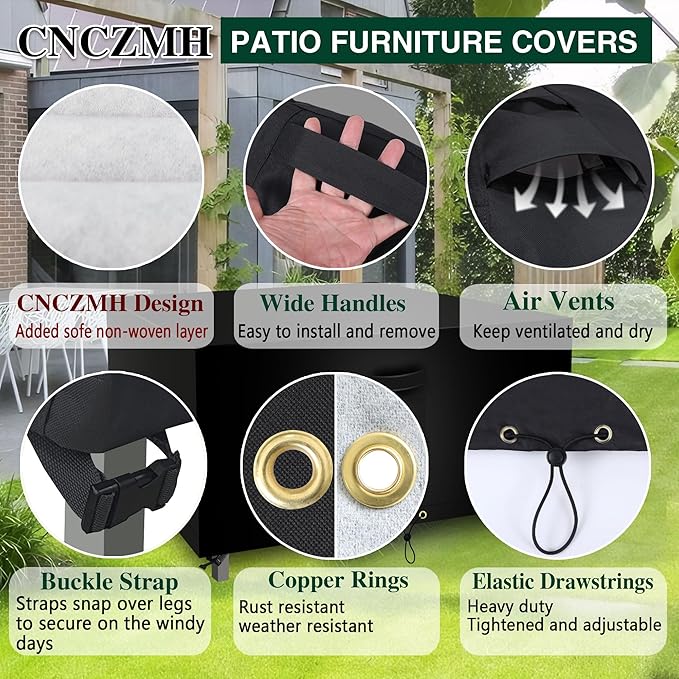 Square Heavy Duty Patio Table Covers Waterproof, 600D Outdoor Dining Table and - Image 5