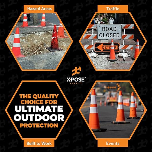 Xpose Safety 36 Inch Orange Slim Line Traffic Cones Heavy Duty 12lb - Image 8