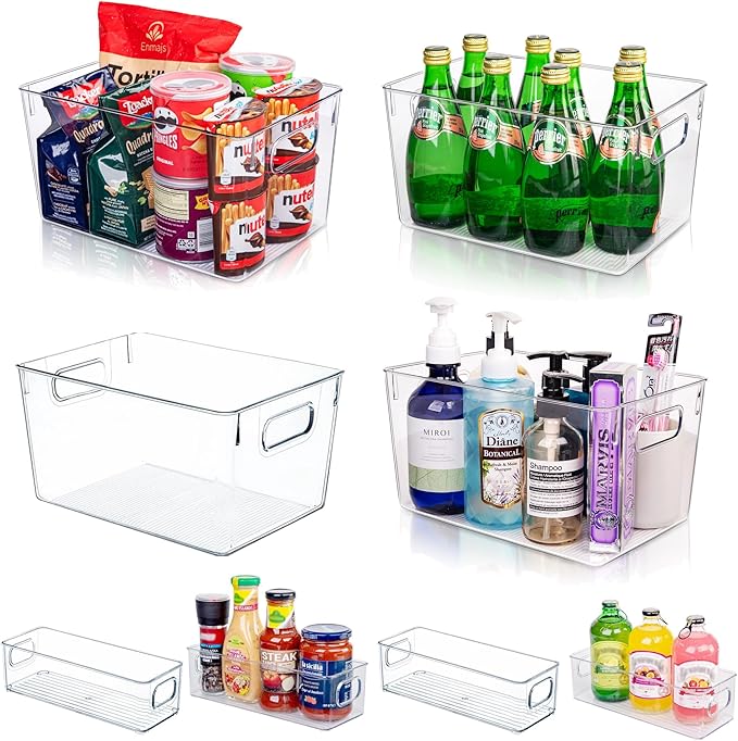 Clear Plastic Storage Bins-8 Pcs Pantry Organizers and Storage Containers by JOYMEEZO