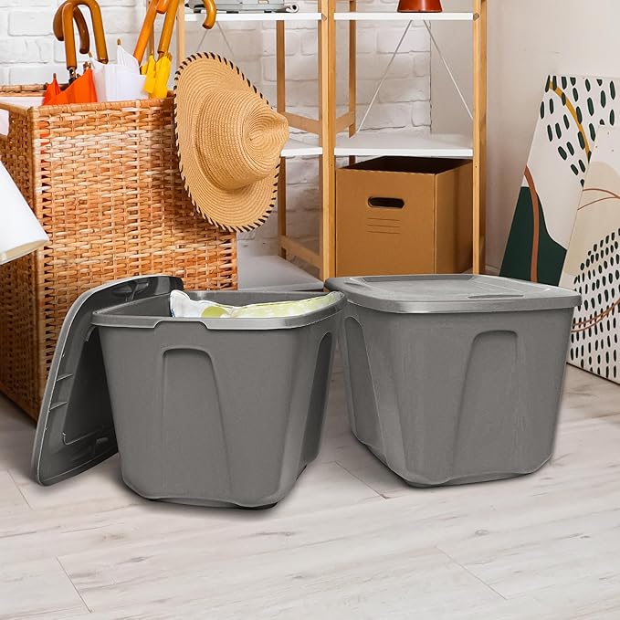 HOMZ 8-Pack Durable Molded Bin, Plastic Storage Containers w/Lids, 18 Gallon - Image 9