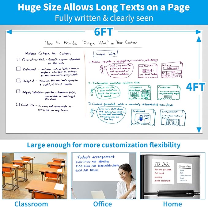 AFMAT Whiteboard Wallpaper, 6x4ft Dry Erase Contact Paper, Large Peel and Stick - Image 2