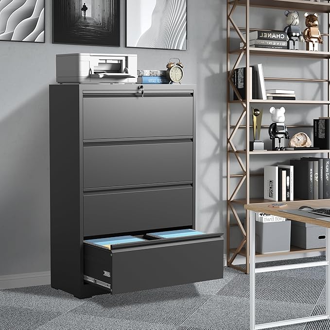 File Cabinets 4 Drawer, Metal Office Storage Filing Cabinet - Image 2
