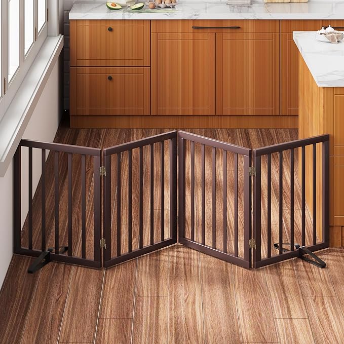 Freestanding Dog Gate Folding Brown Dog Gates by MinoKesper