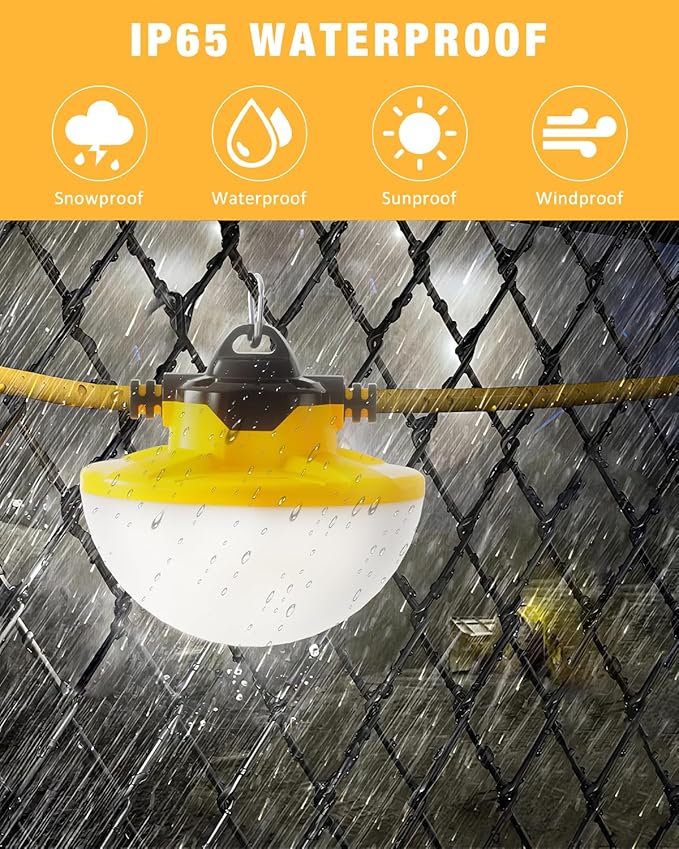 100FT Construction String Light 130W 16000Lm, 5000K Industrial Grade LED String - Image 3