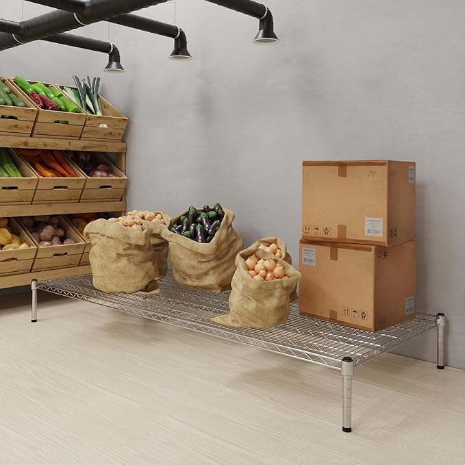 30''W x 72''L x 8''H Chrome Plated Wire Dunnage Rack | Off The Floor Storage - Image 2