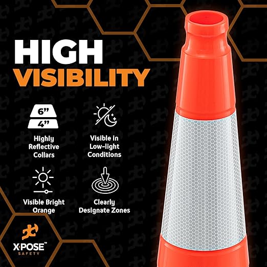 Xpose Safety 36 Inch Orange Slim Line Traffic Cones - Image 5