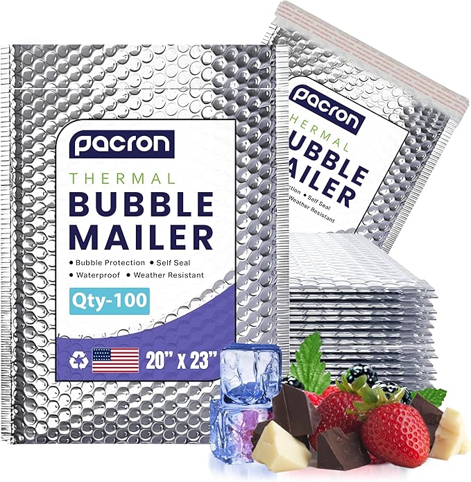 100-Pack Insulated Silver Thermal Bubble Mailers 20 x 23 by Pacron