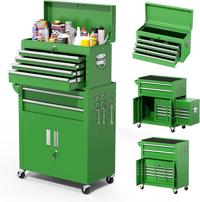 Greenvelly 8-Drawer Rolling Tool Chest, Metal Tool Chest by Greenvelly