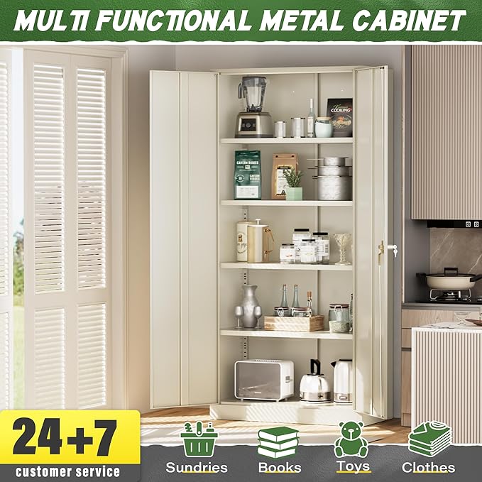 Greenvelly Metal Storage Cabinet, Metal Cabinet - Image 6