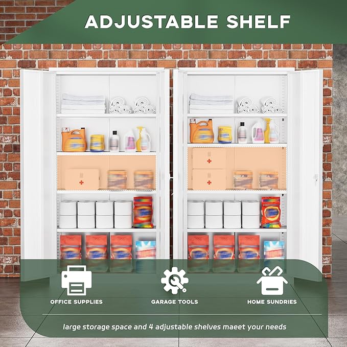 Greenvelly Metal Storage Cabinet, Lockable Steel Cabinets - Image 6