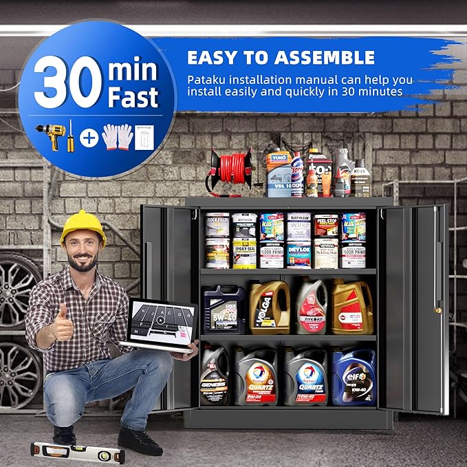 Pataku Metal Storage Cabinet, Garage Cabinet - Image 9