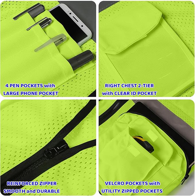 BeautyWill Custom Logo Safety Vest Mesh High Visibility Reflective Vest - Image 8