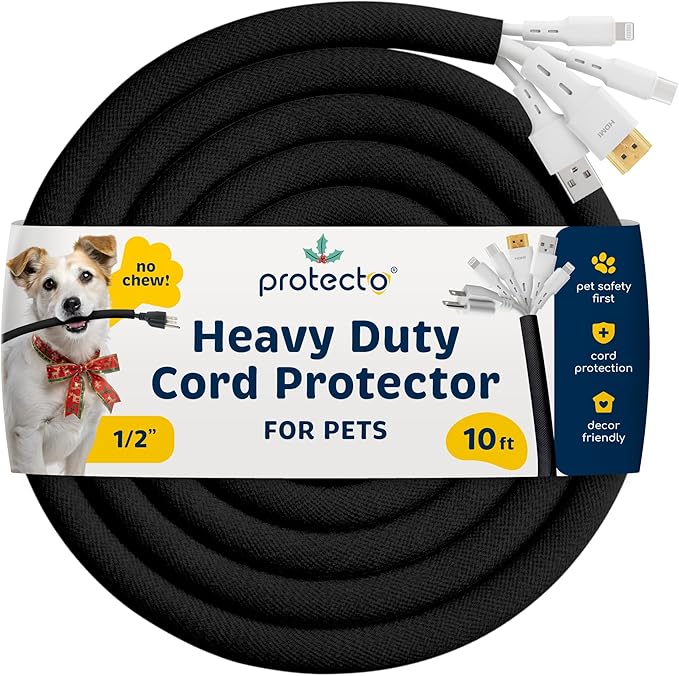 PROTECTO Heavy Duty Dog & Cat Cord Protector 10ft Long Sleeve, Easy-to-Use 1/2 by protecto