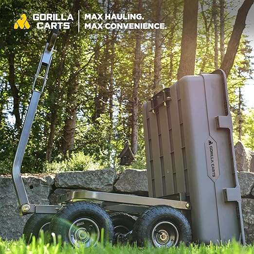 Gorilla Carts Heavy-Duty Poly Dump Cart, 5 Cu Ft Tub, 800 lb Haul Capacity - Image 4