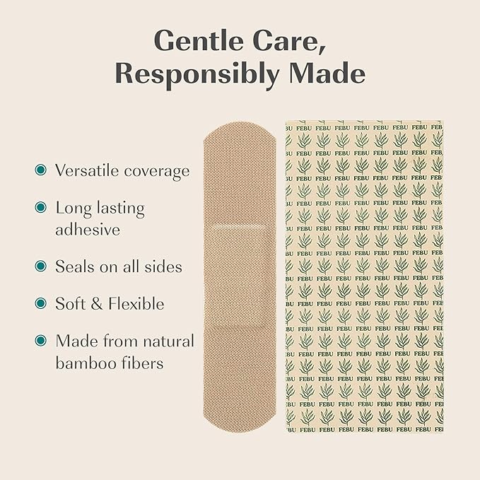 FEBU Eco-Friendly Bamboo Fabric Bandages | PFAS Free Flexible Fabric Bandages | - Image 4