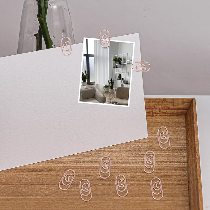 COHEALI 100Pcs Small Crescent Shaped Paper Clips Metal Decorative Clips Rose - Image 9