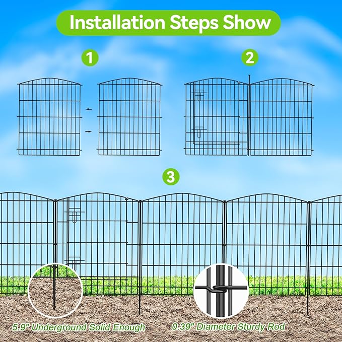 INJOPEXI Garden Fence 12 Panels 23.6ft×30in Decorative Garden Fences - Image 3